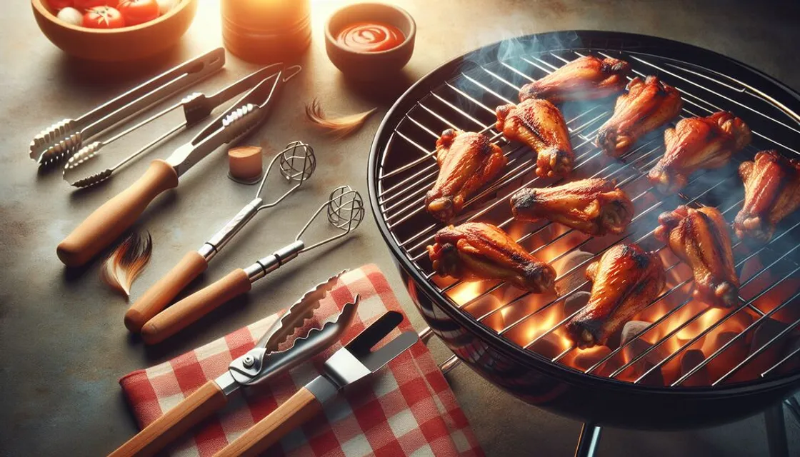 Glänzende BBQ Chicken Wings vom Grill mit Sauce